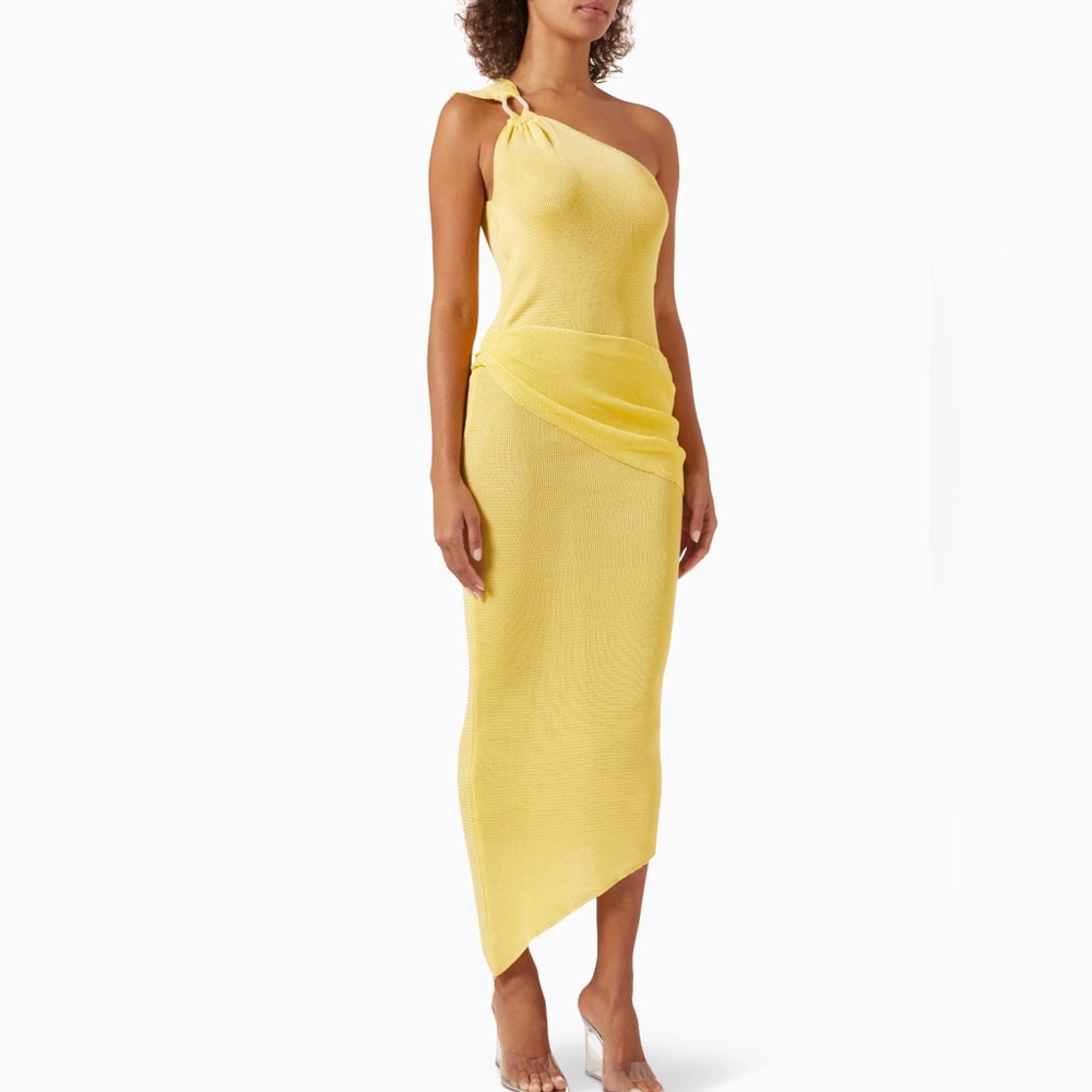 Baobab Collection Yellow One-Shoulder Midi Dress